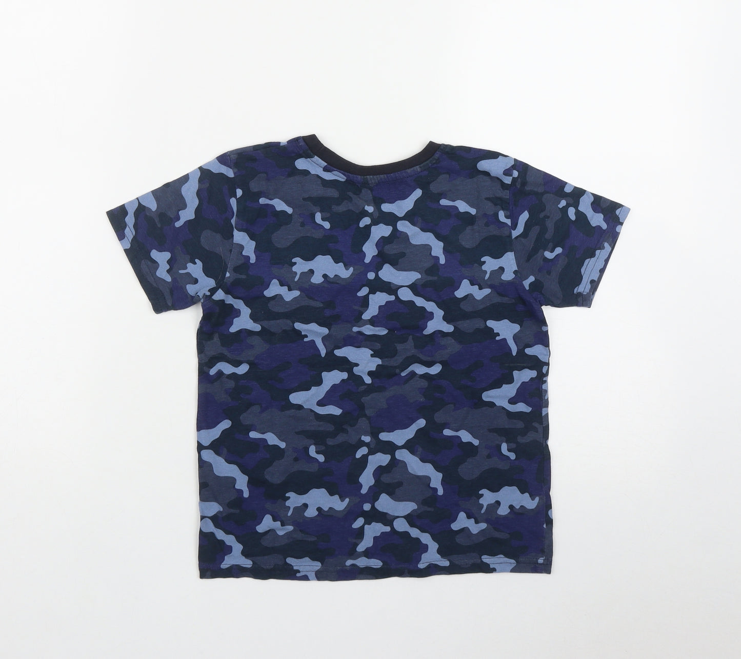 Primark Boys Blue Camouflage Cotton Basic T-Shirt Size 6-7 Years Round Neck