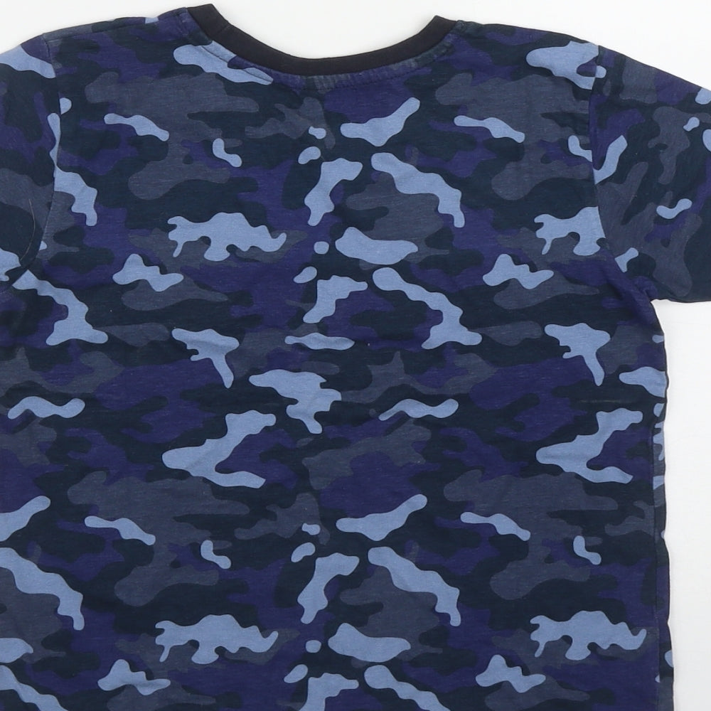 Primark Boys Blue Camouflage Cotton Basic T-Shirt Size 6-7 Years Round Neck