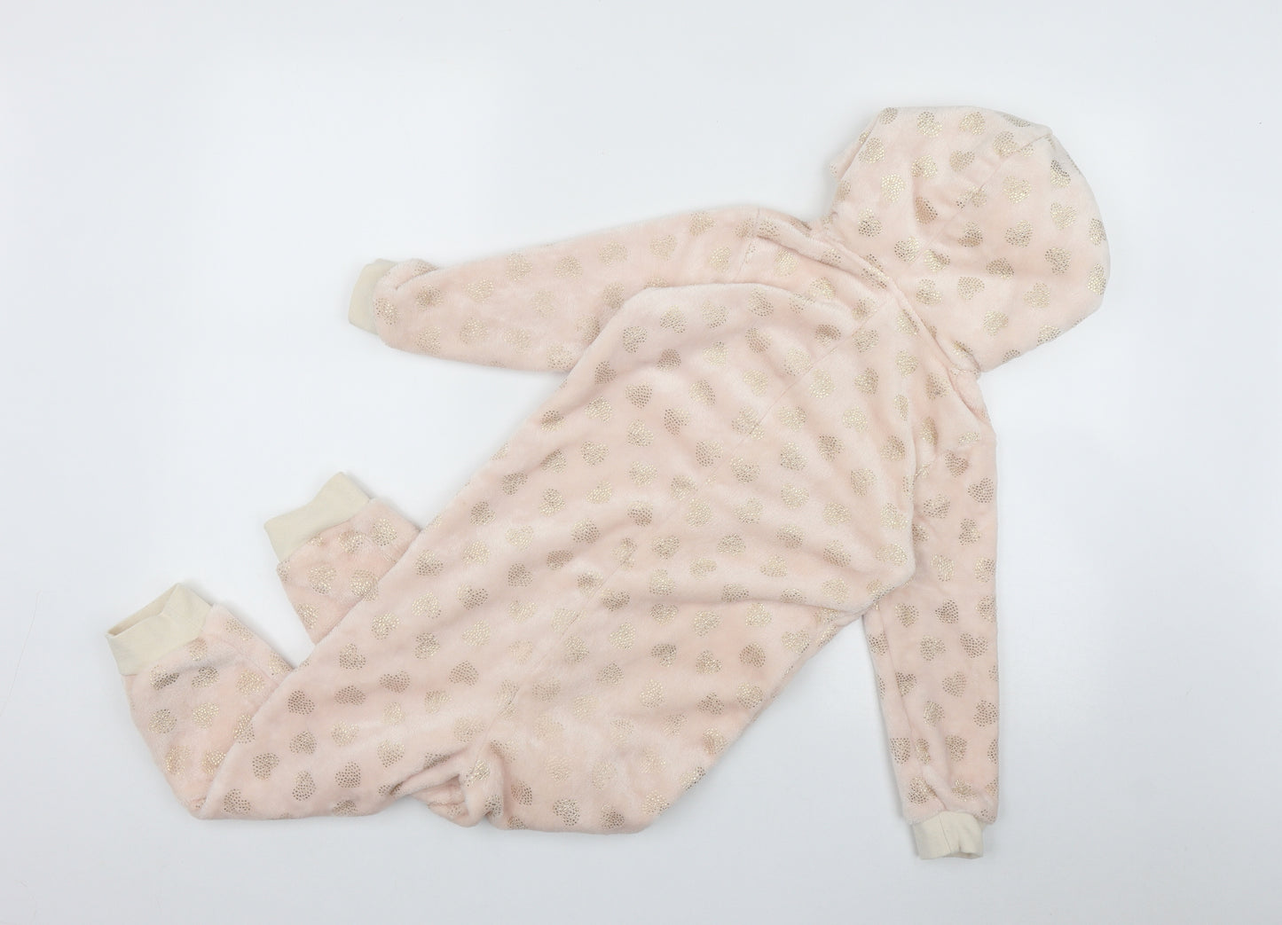 M&Co Girls Pink Geometric Polyester Top One Piece Size 5-6 Years  Zip - Heart print