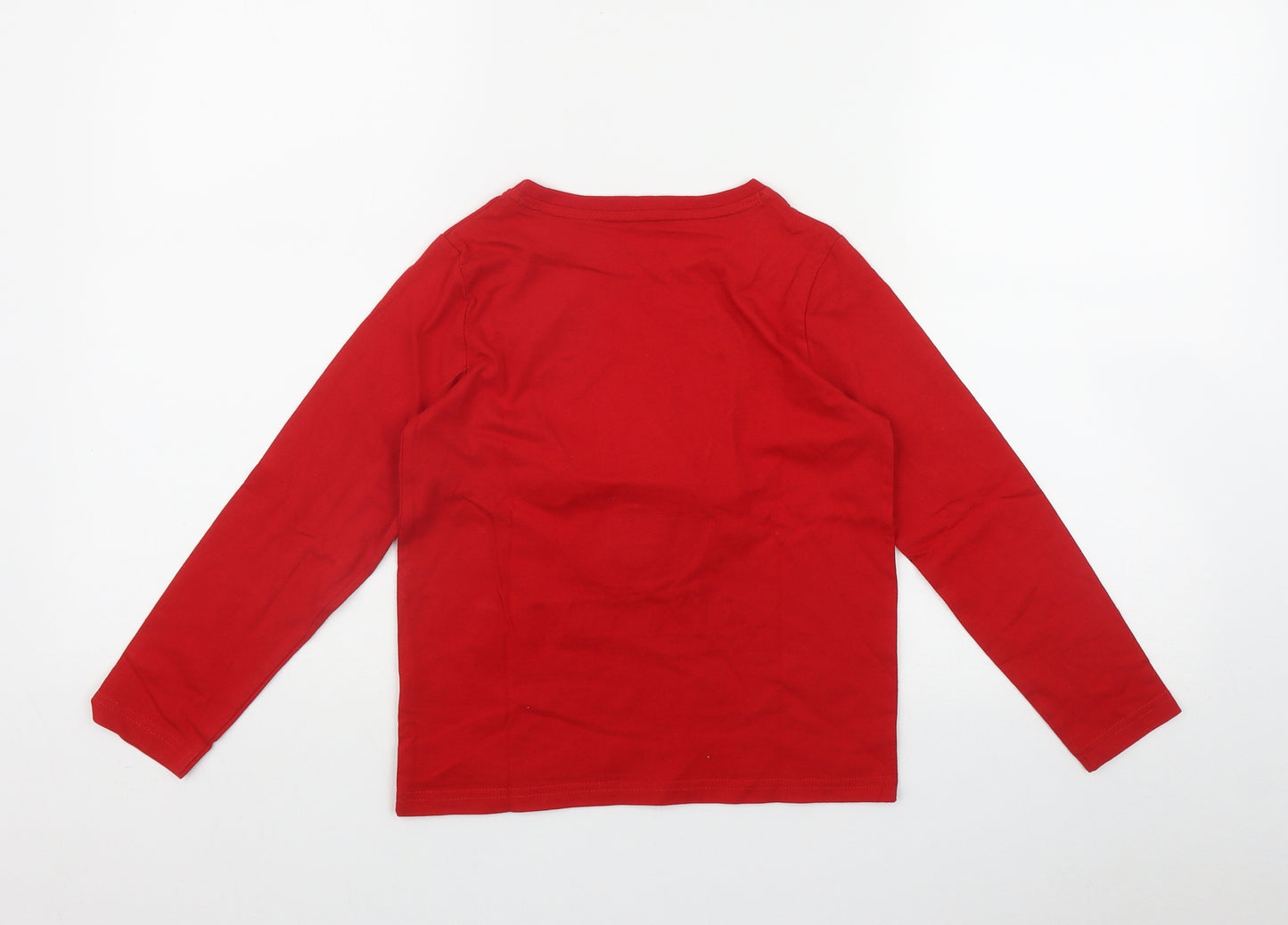 Primark Boys Red  Cotton Basic T-Shirt Size 7-8 Years Round Neck  - Christmas 'Team Santa'