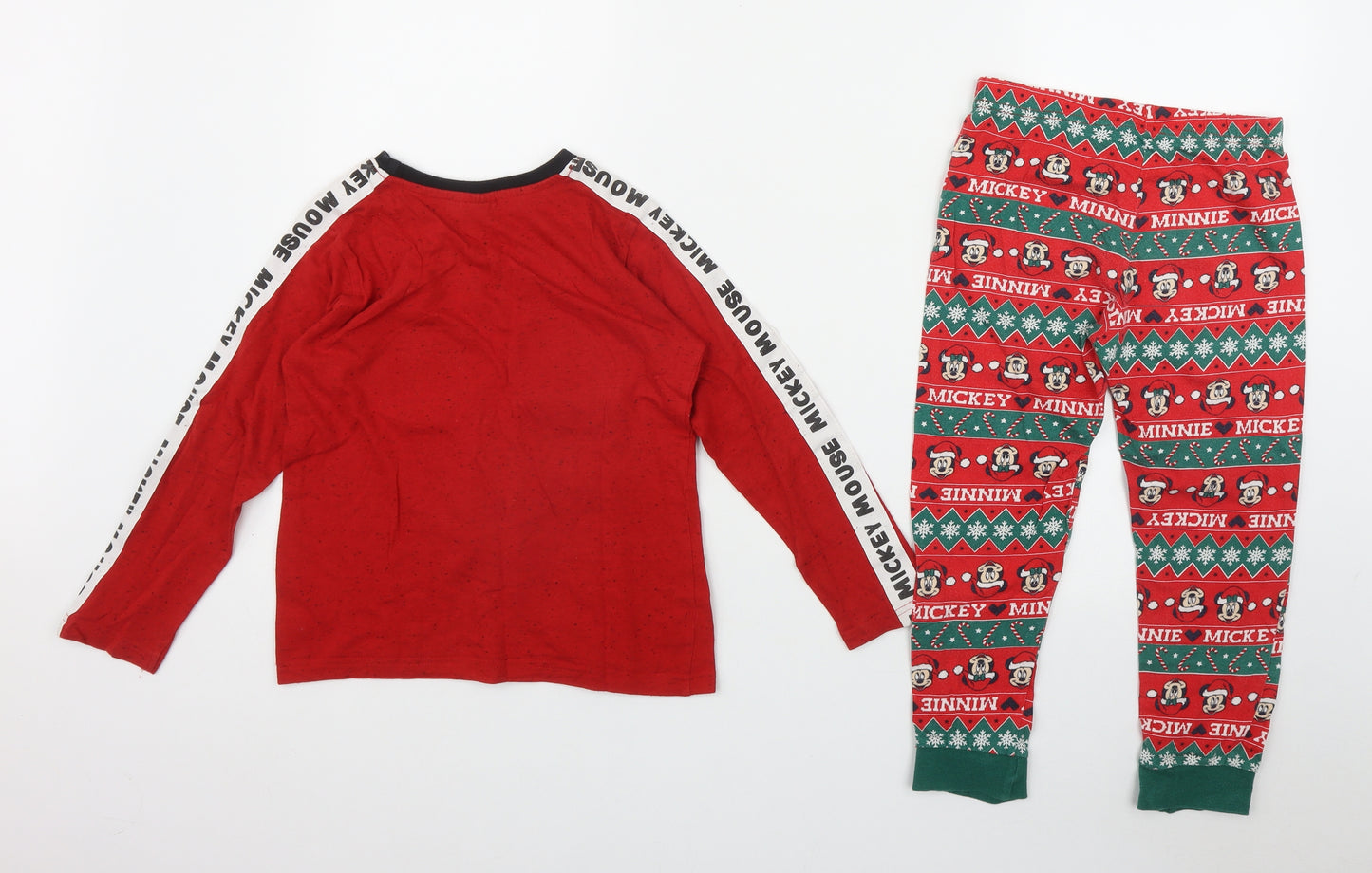 Primark Boys Red Fair Isle Cotton  Pyjama Set Size 6-7 Years   - Mickey Mouse