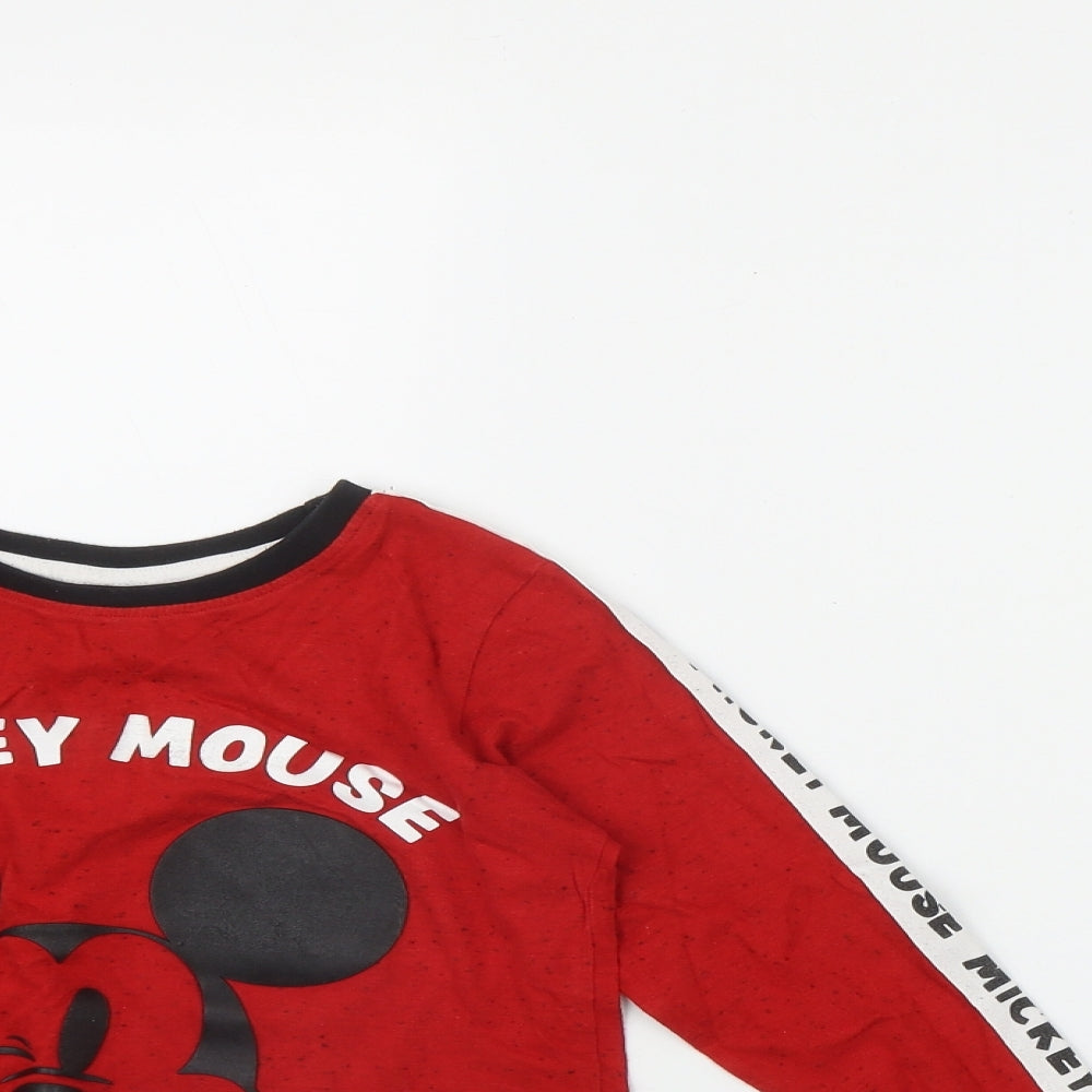 Primark Boys Red Fair Isle Cotton  Pyjama Set Size 6-7 Years   - Mickey Mouse