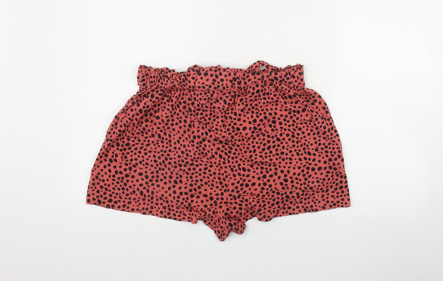 Primark Womens Pink Polka Dot Viscose Paperbag Shorts Size 16 L3 in Regular Tie