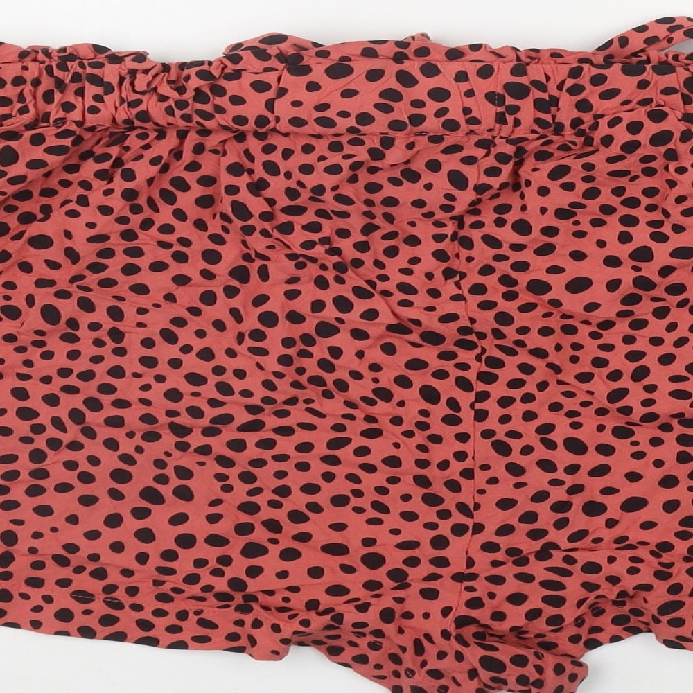 Primark Womens Pink Polka Dot Viscose Paperbag Shorts Size 16 L3 in Regular Tie