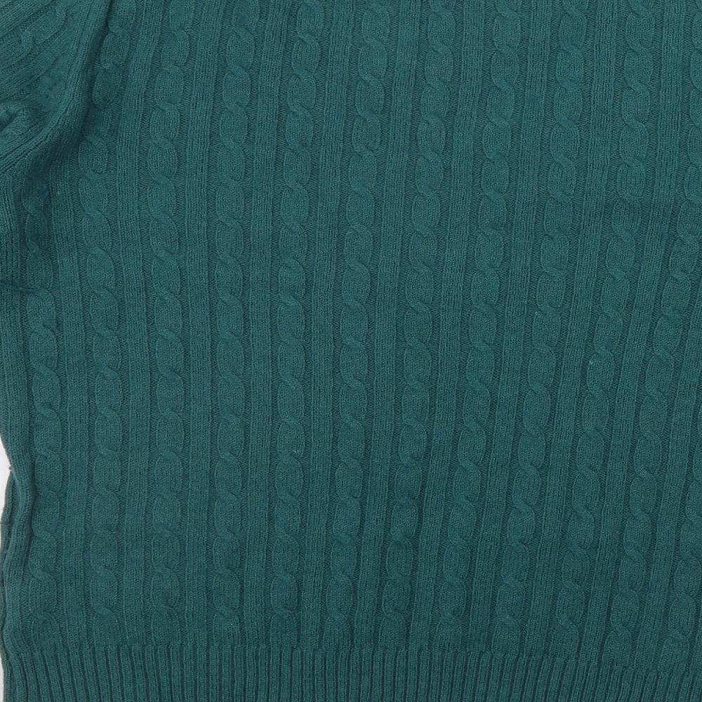 Crew Clothing Womens Green V-Neck  Cotton Pullover Jumper Size 14