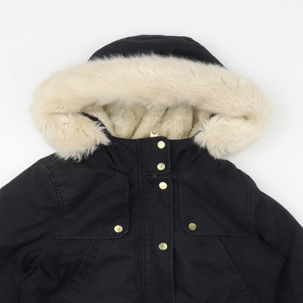 Topshop Womens Black   Parka Coat Size 8  Zip