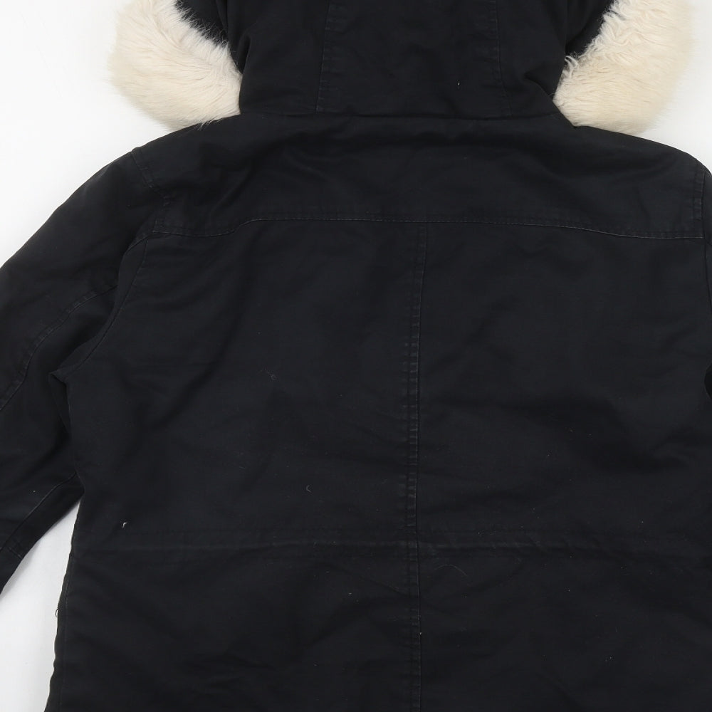 Topshop Womens Black   Parka Coat Size 8  Zip