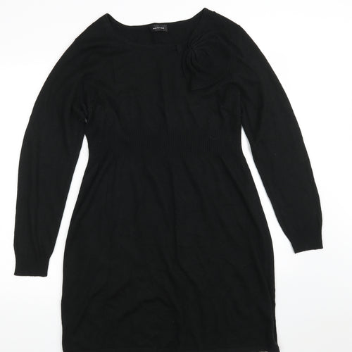 Spense Womens Black  Acrylic Jumper Dress  Size L  Boat Neck