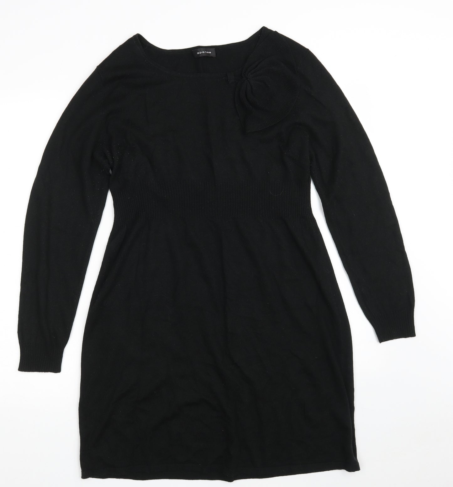 Spense Womens Black  Acrylic Jumper Dress  Size L  Boat Neck