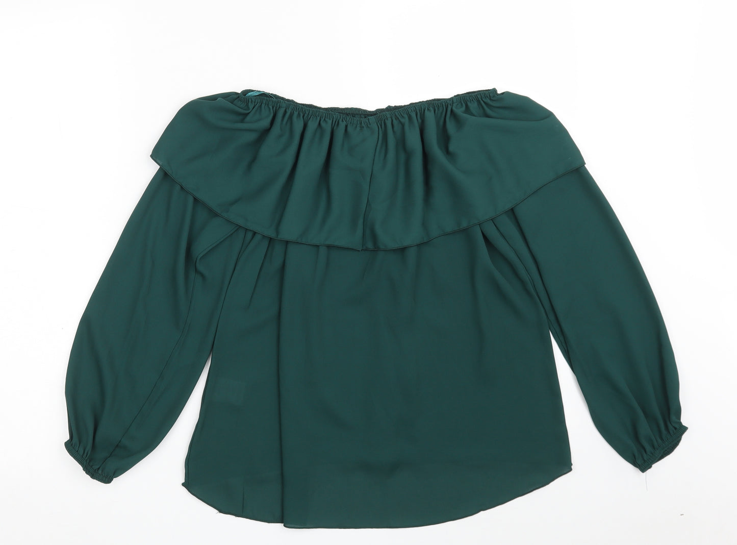 Quiz Womens Green  Polyester Basic Blouse Size 10 Off the Shoulder