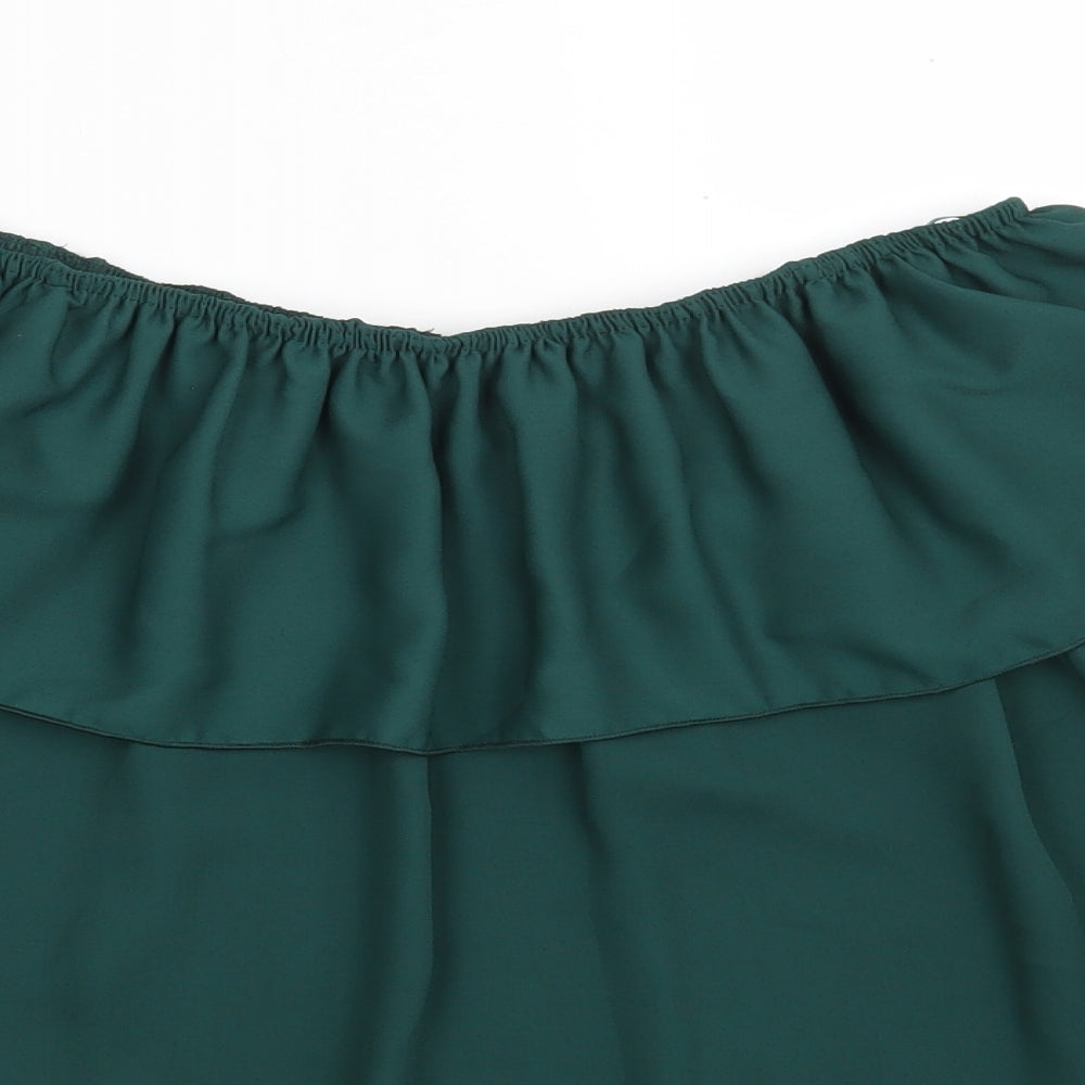 Quiz Womens Green  Polyester Basic Blouse Size 10 Off the Shoulder