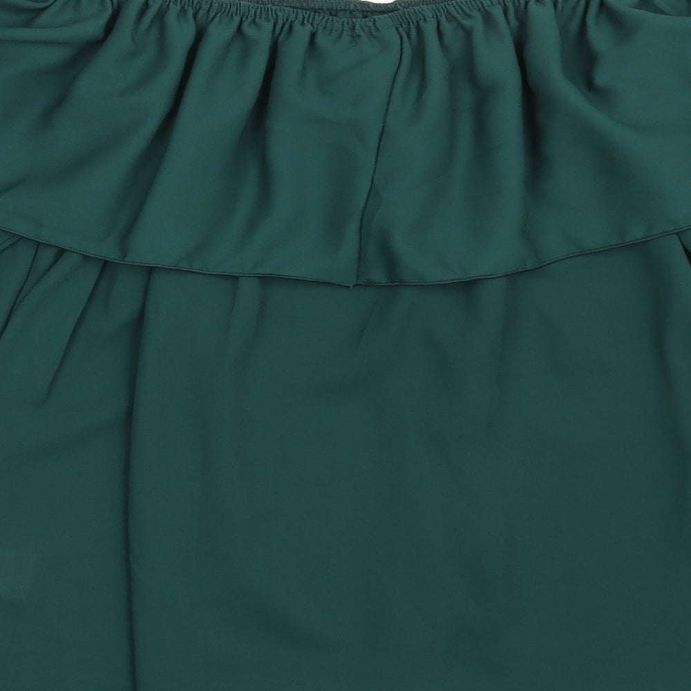 Quiz Womens Green  Polyester Basic Blouse Size 10 Off the Shoulder