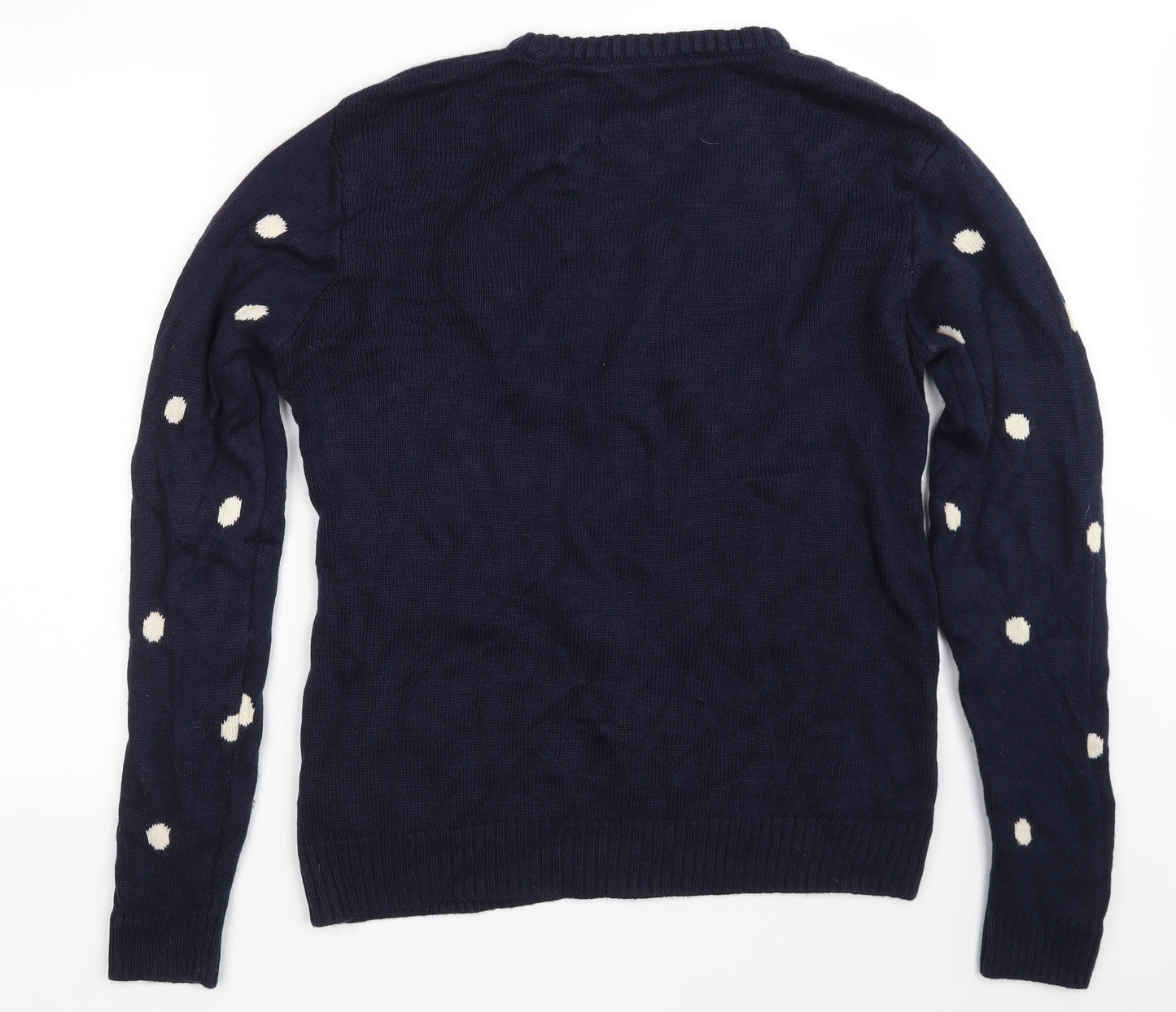 Dunnes Stores Mens Blue Crew Neck Polka Dot Acrylic Pullover Jumper Size L   - Christmas Jumper