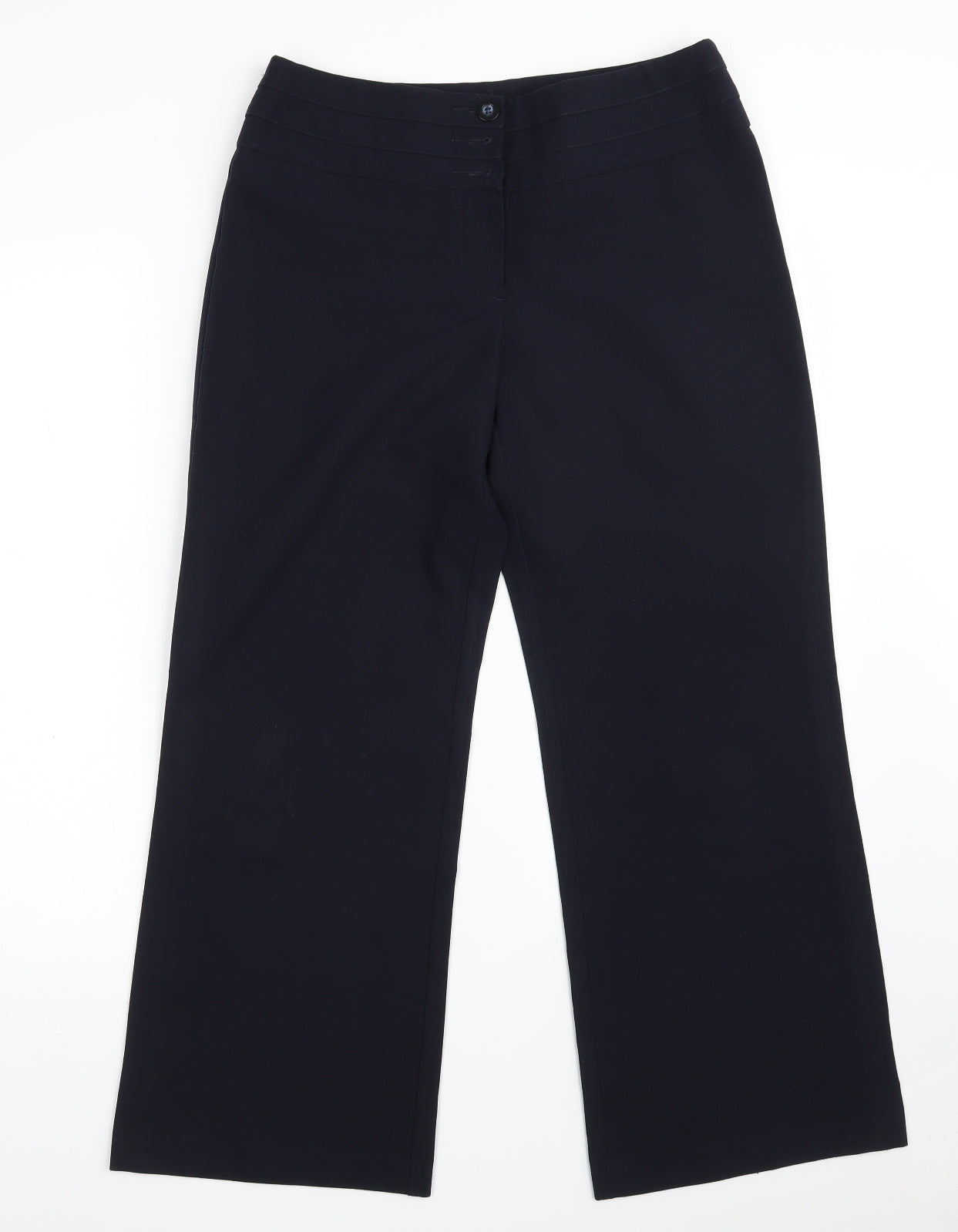 Marks and Spencer Womens Blue  Polyester Dress Pants Trousers Size 10 L28 in Regular Zip