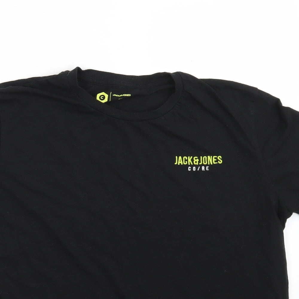 JACK & JONES Mens Black  Polyester  T-Shirt Size XL Crew Neck