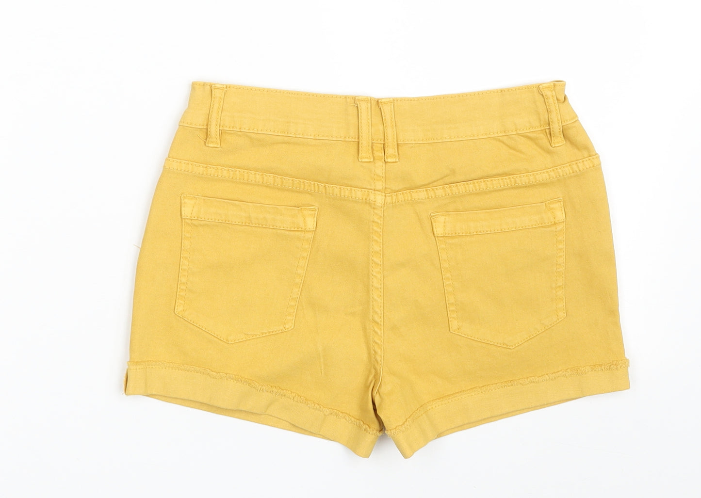 Denim & Co. Girls Yellow  Cotton Hot Pants Shorts Size 9-10 Years  Slim Zip