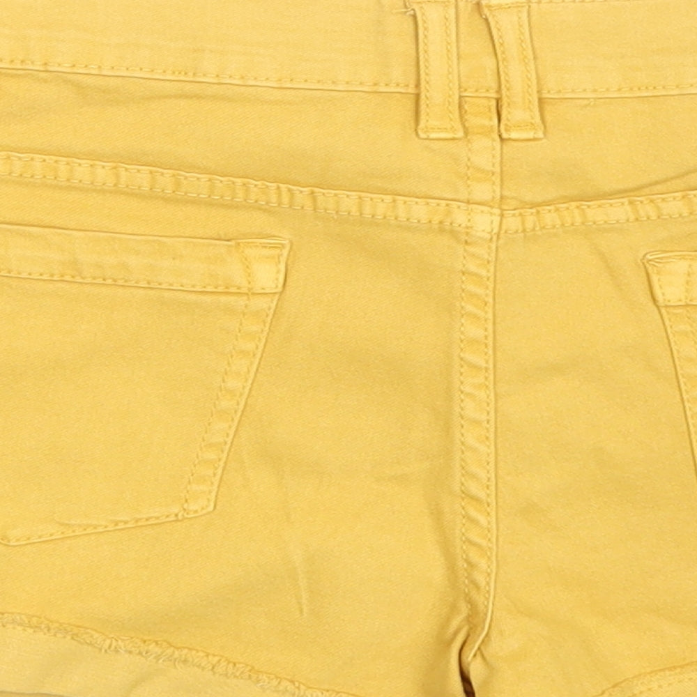 Denim & Co. Girls Yellow  Cotton Hot Pants Shorts Size 9-10 Years  Slim Zip
