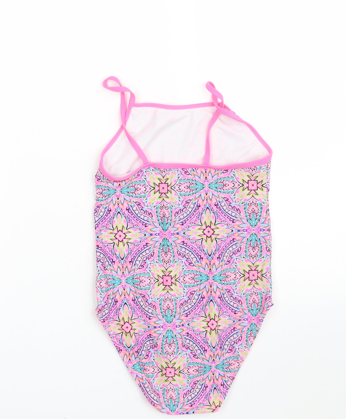 Dunnes Stores Girls Pink Geometric Polyamide Bodysuit One-Piece Size 10 Years