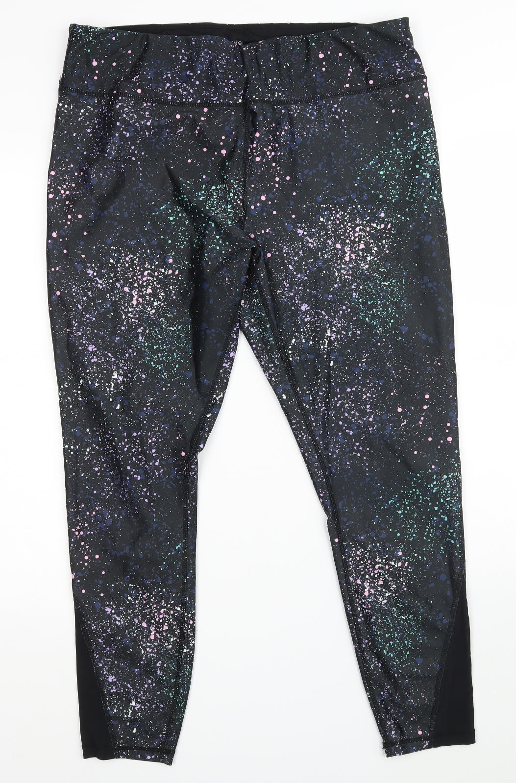 Matalan Womens Black Flecked Polyester Compression Leggings Size 18 L26 in Athletic
