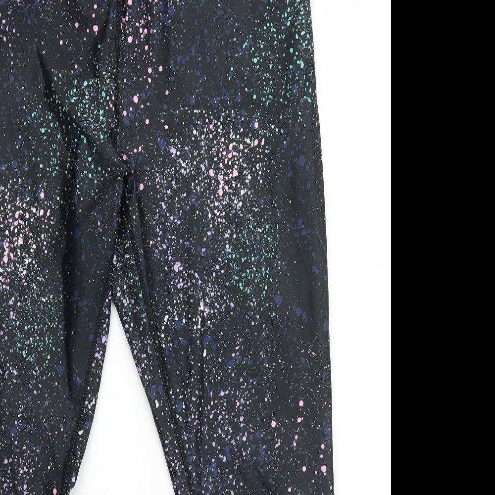 Matalan Womens Black Flecked Polyester Compression Leggings Size 18 L26 in Athletic