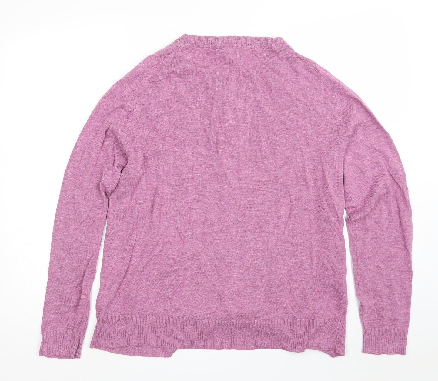 White Stuff Womens Purple Crew Neck  100% Cotton Cardigan Jumper Size L