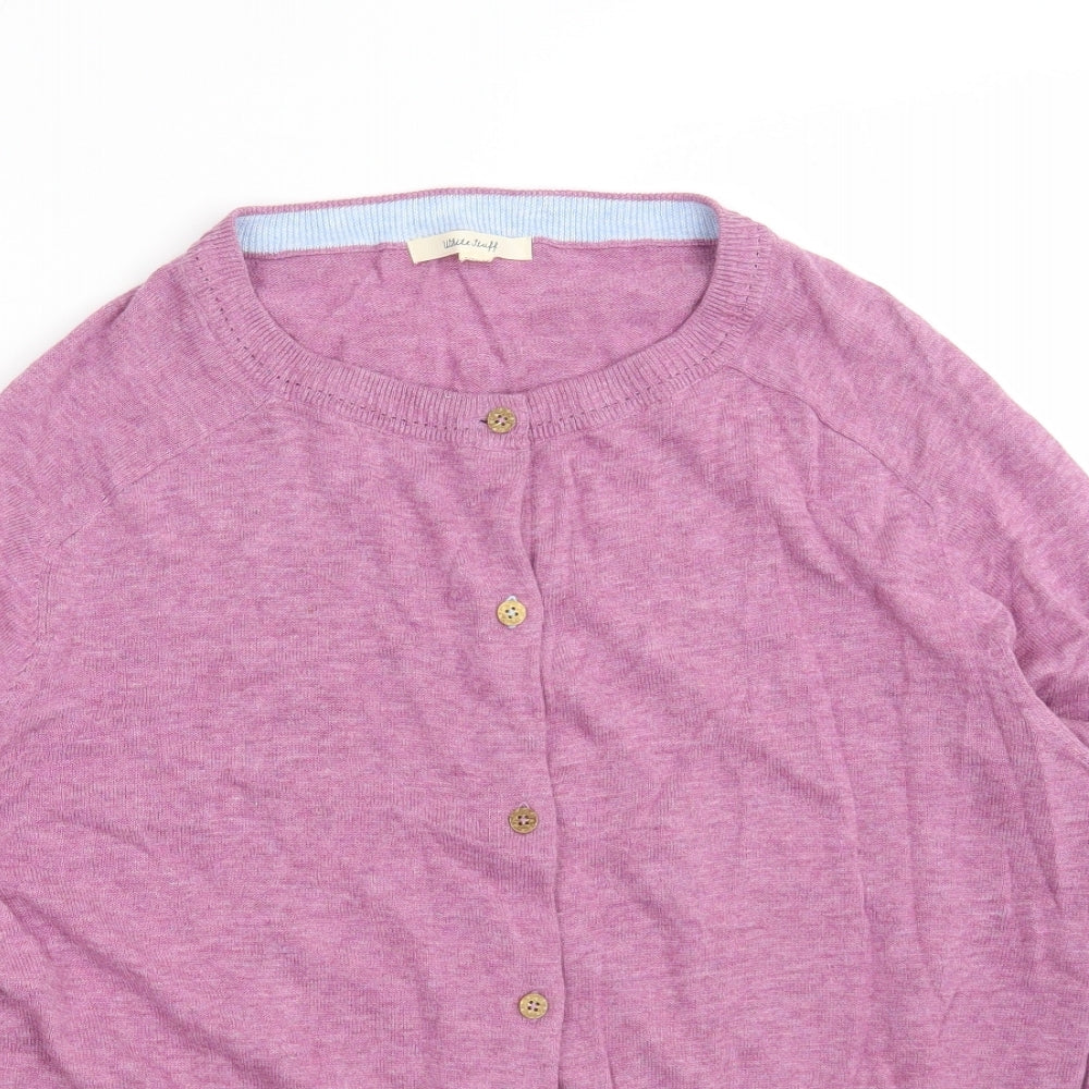 White Stuff Womens Purple Crew Neck  100% Cotton Cardigan Jumper Size L