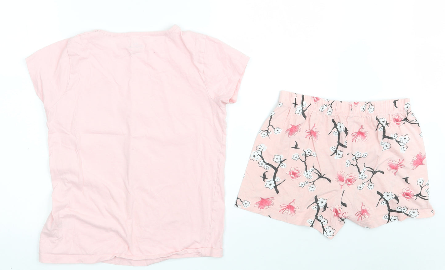 Primark Girls Pink Solid 100% Cotton Top Pyjama Set Size 9-10 Years   - Mulan