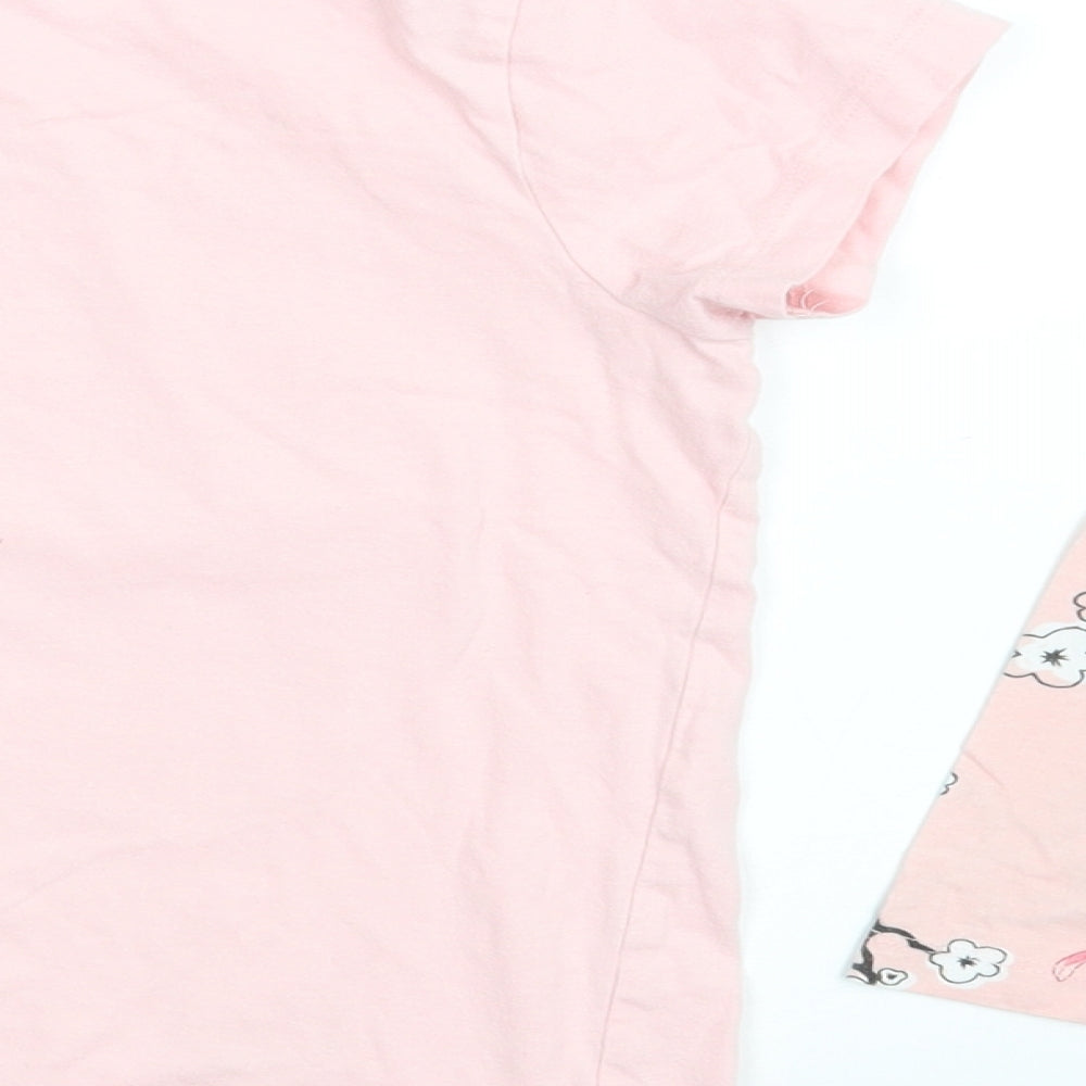 Primark Girls Pink Solid 100% Cotton Top Pyjama Set Size 9-10 Years   - Mulan