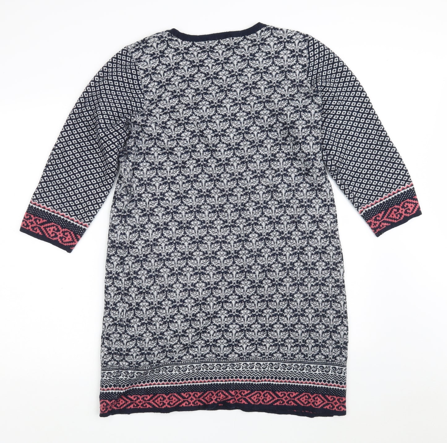 Marks and Spencer Womens Blue Geometric Viscose Jumper Dress  Size 16  Round Neck