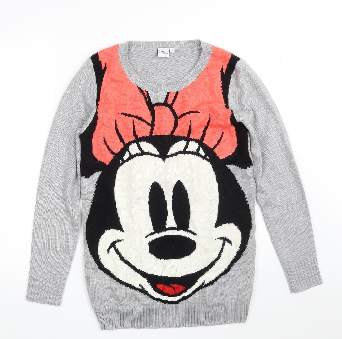 Peacocks Womens Grey Boat Neck  Acrylic Pullover Jumper Size 14   - Minnie Mouse
