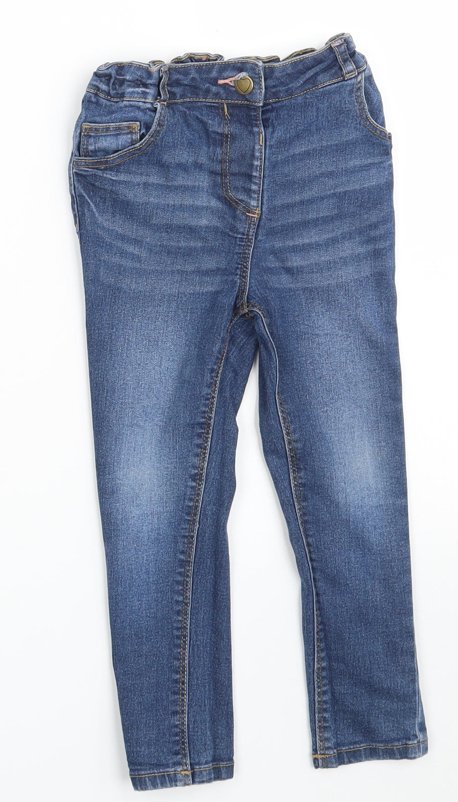 George Girls Blue  Cotton Skinny Jeans Size 3-4 Years  Slim Button