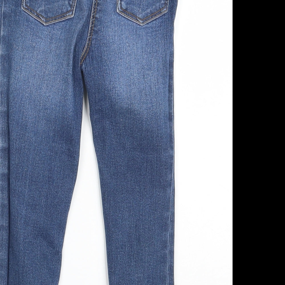 George Girls Blue  Cotton Skinny Jeans Size 3-4 Years  Slim Button
