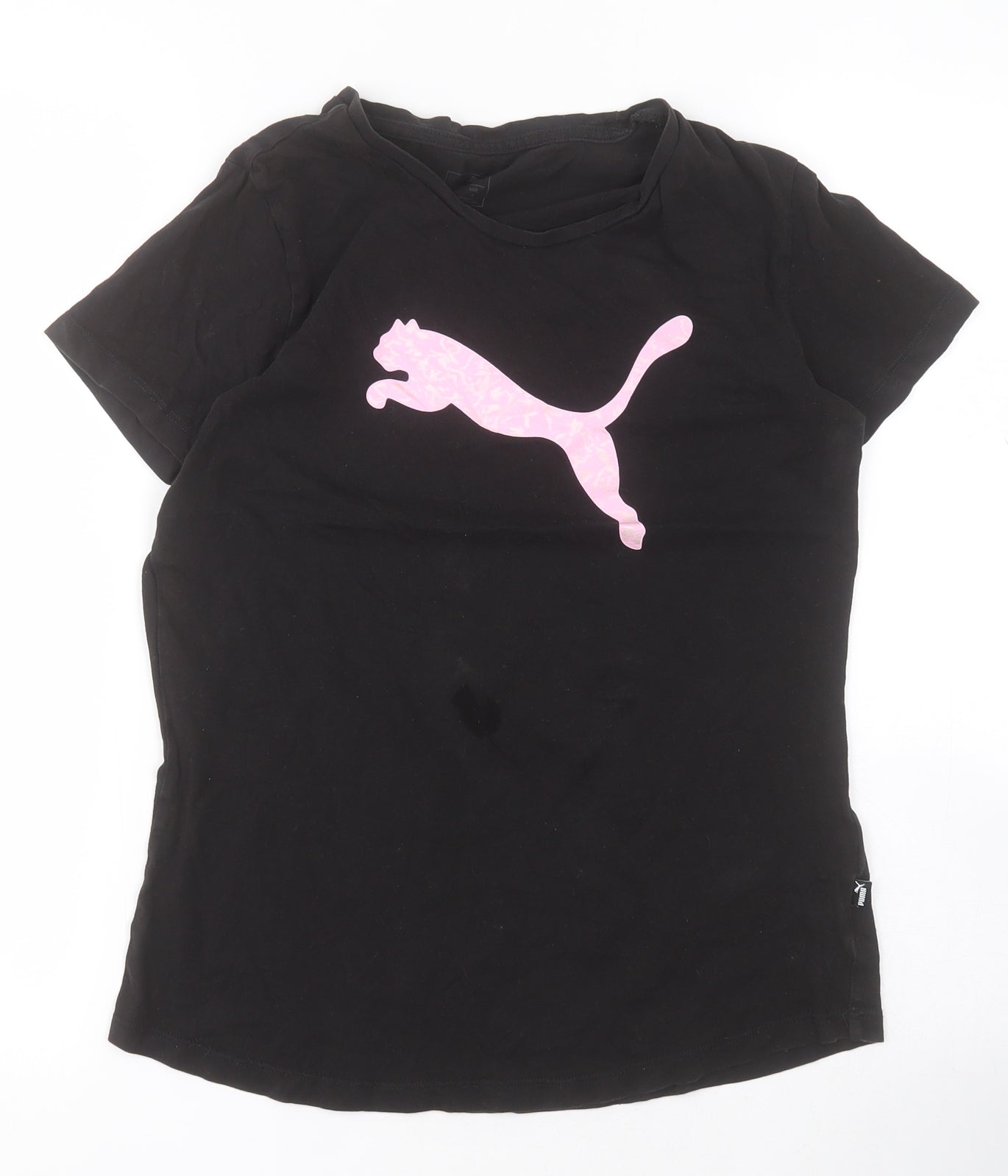 PUMA Womens Black  100% Cotton Basic T-Shirt Size S Round Neck