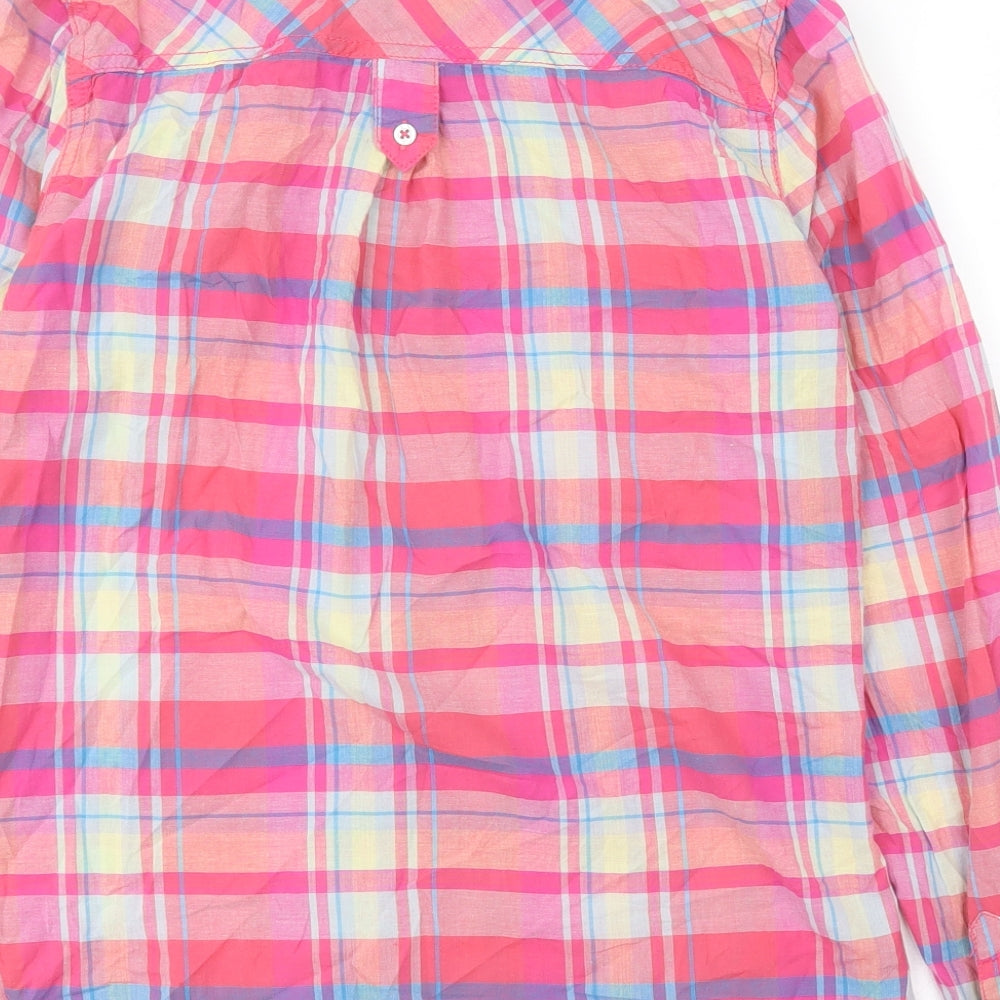 Dunnes Womens Multicoloured Check 100% Cotton Basic Button-Up Size 12 Collared