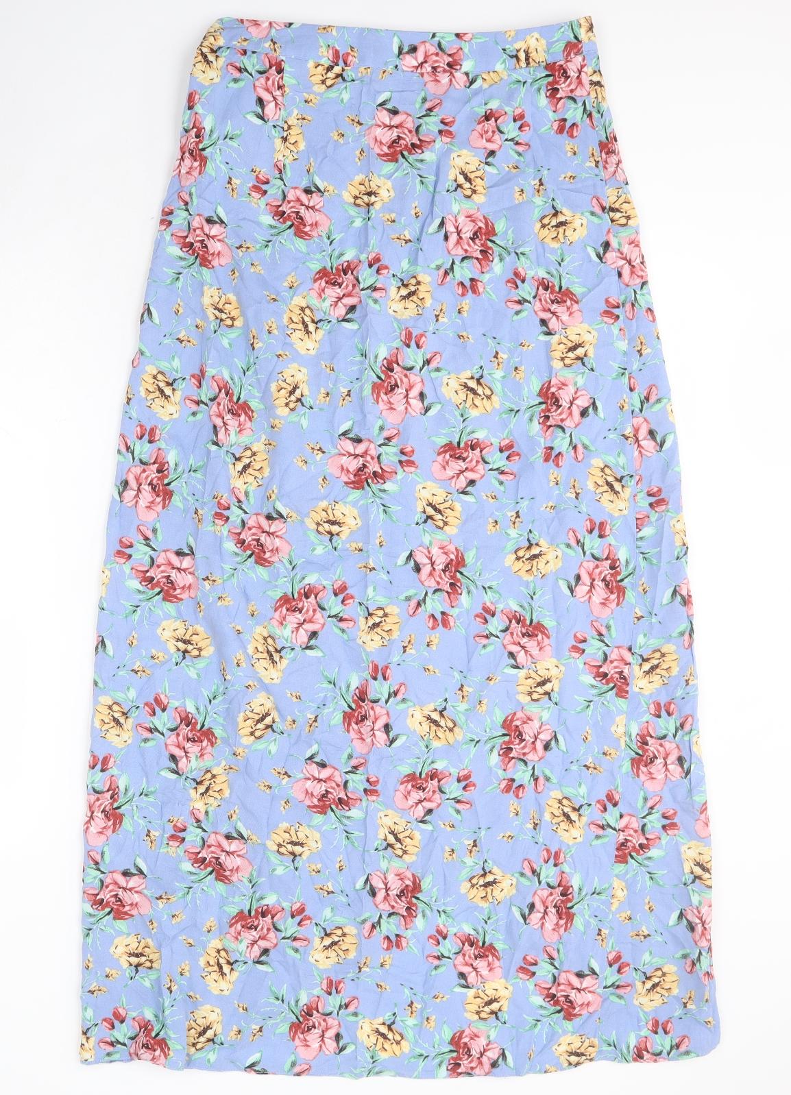 New Look Womens Multicoloured Floral Viscose Wrap Skirt Size 10   Tie