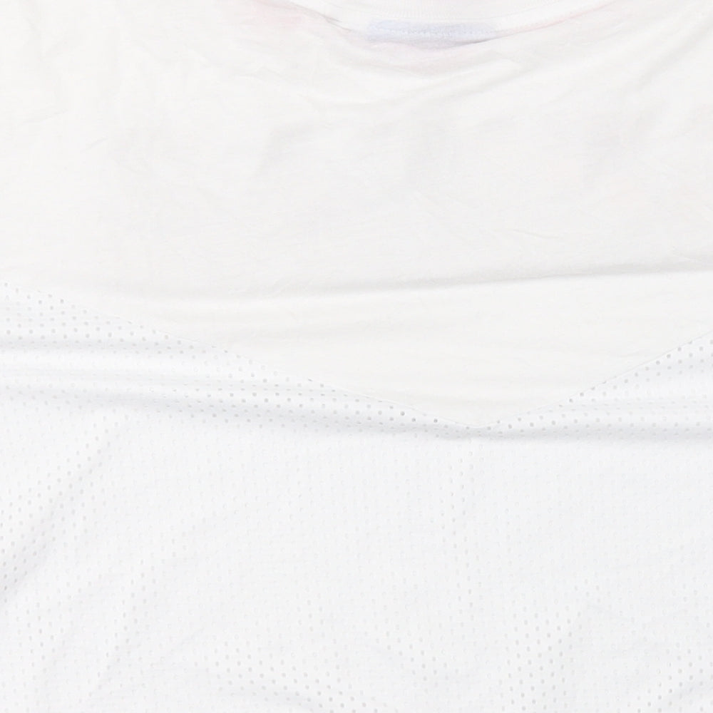 adidas Womens White  Cotton Cropped T-Shirt Size 12 Round Neck Pullover