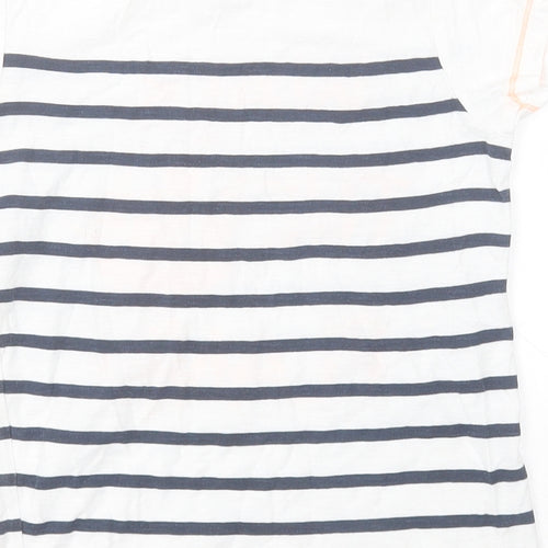 Matalan Boys White Striped Cotton Basic Polo Size 5-6 Years Round Neck Pullover - Pirate