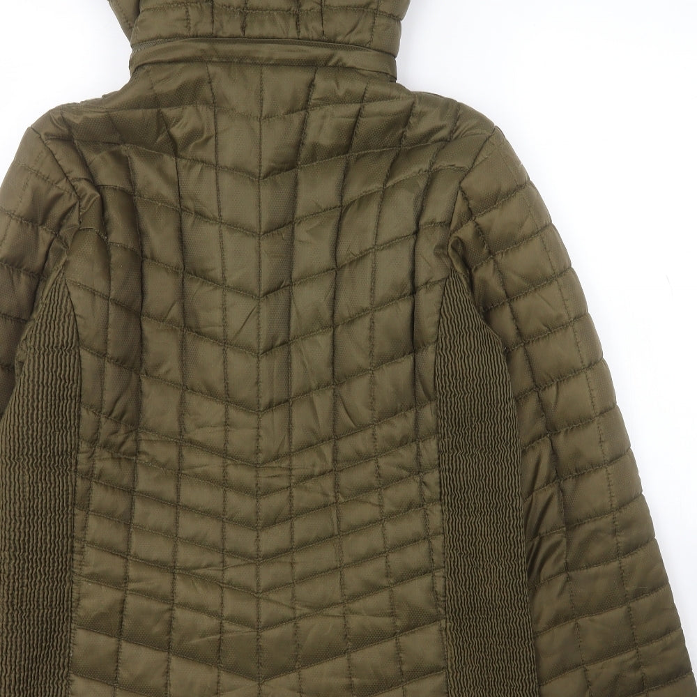 Superdry Womens Green   Quilted Coat Size L  Zip
