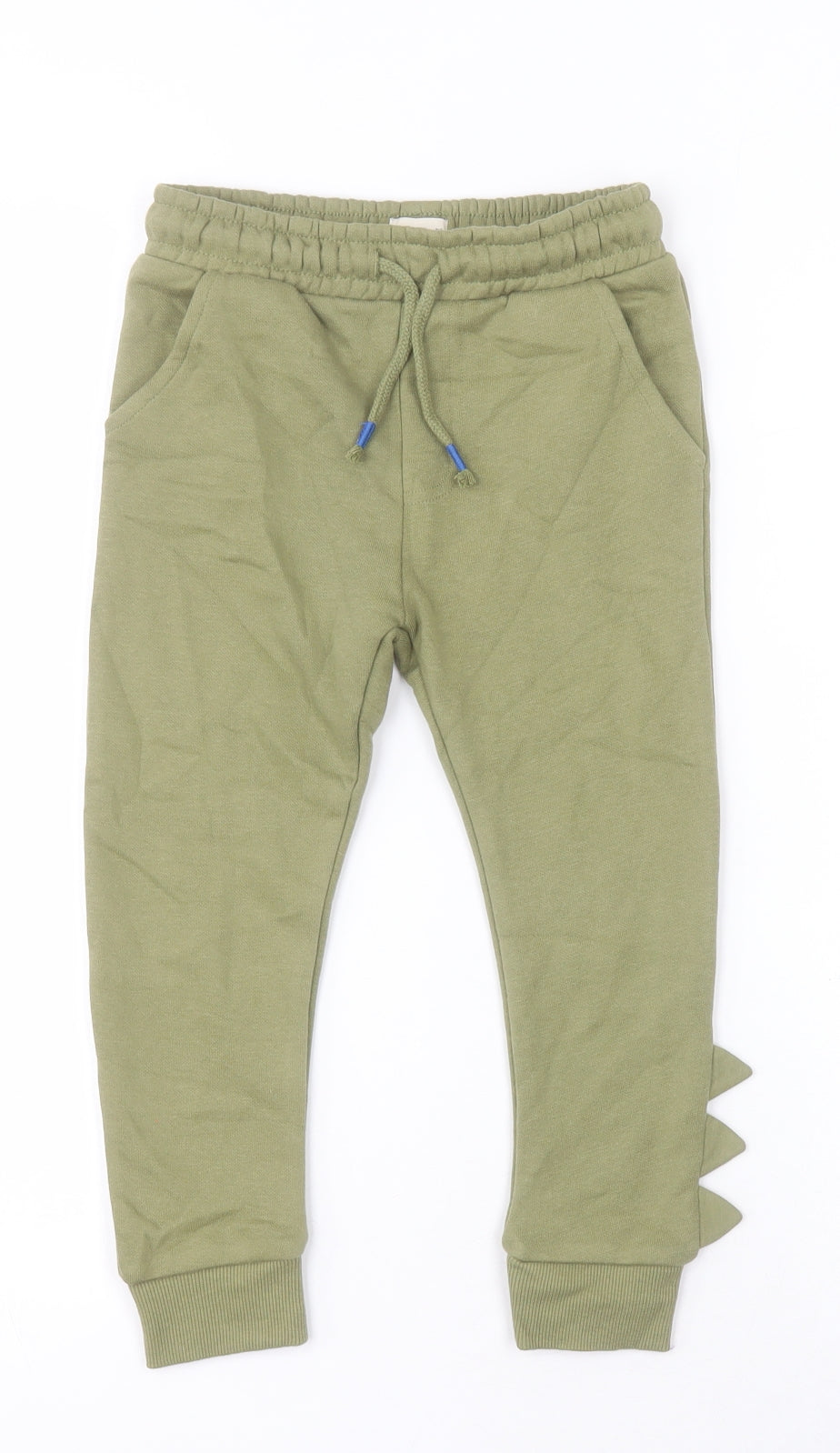 F&F Boys Green  Cotton Jegging Trousers Size 3-4 Years  Regular Drawstring - Dinosaur