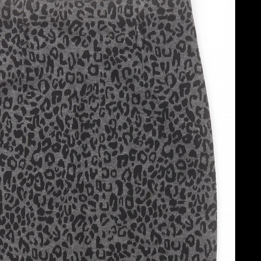 Dunnes Womens Grey Animal Print Polyester Bandage Skirt Size 6