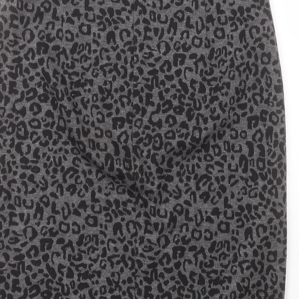 Dunnes Womens Grey Animal Print Polyester Bandage Skirt Size 6