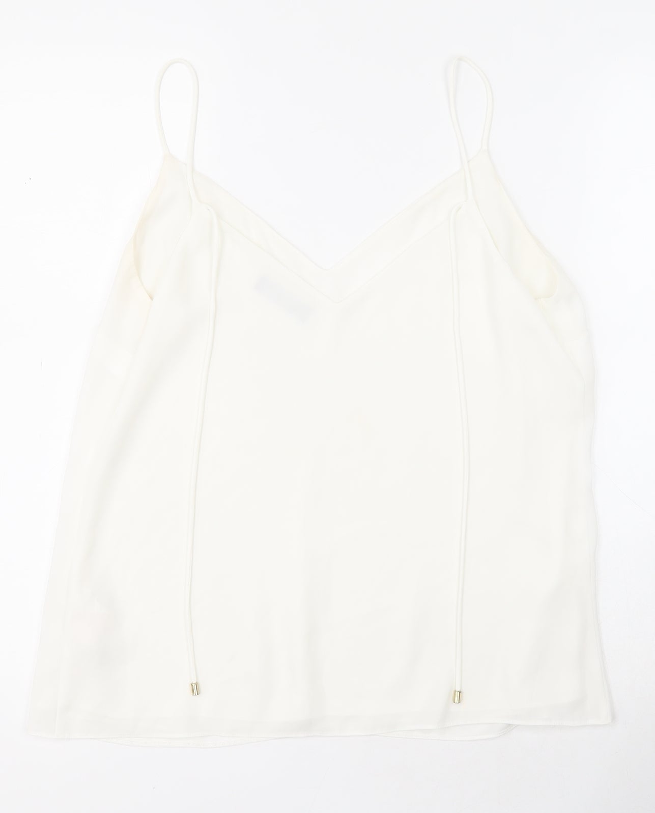 F&F Womens White  Polyester Camisole Blouse Size 10 V-Neck