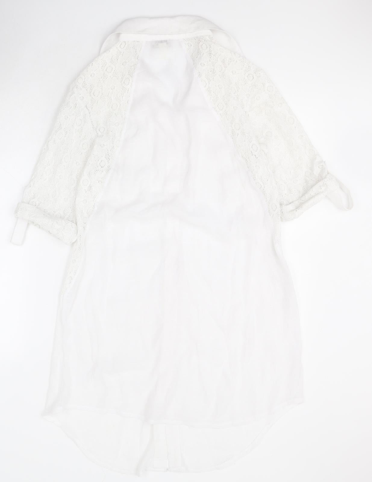 Haani Womens White  Polyester Shirt Dress  Size L  Collared Button