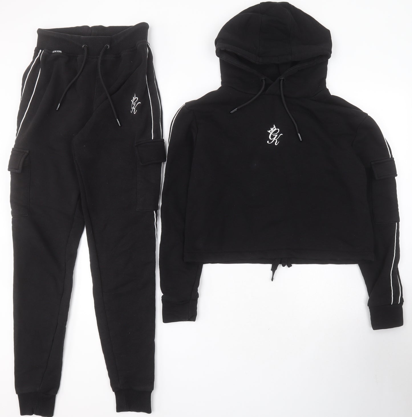 Gym King Womens Black Solid Cotton Top Lounge Set Size 6