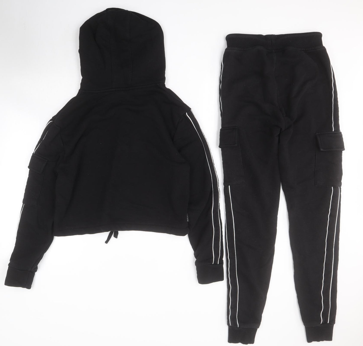 Gym King Womens Black Solid Cotton Top Lounge Set Size 6