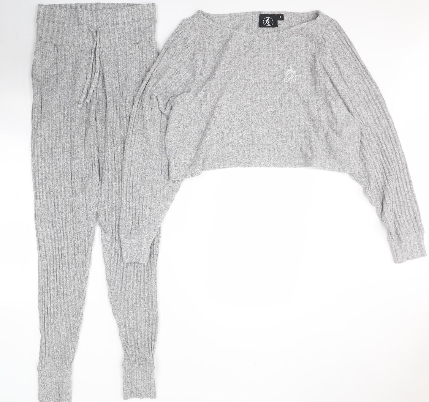 Gym King Womens Grey Solid Viscose Top Lounge Set Size 8