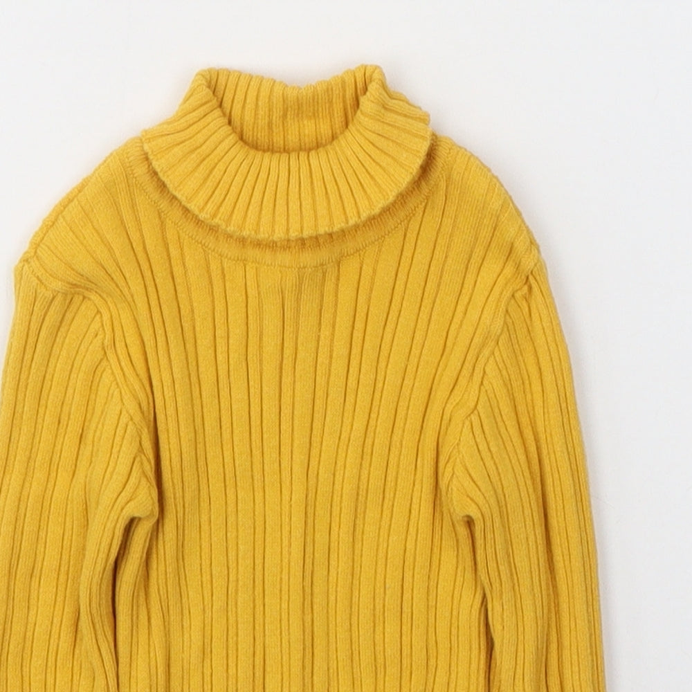 Nutmeg Girls Yellow  Cotton Jersey Casual Size 2-3 Years Roll Neck Pullover