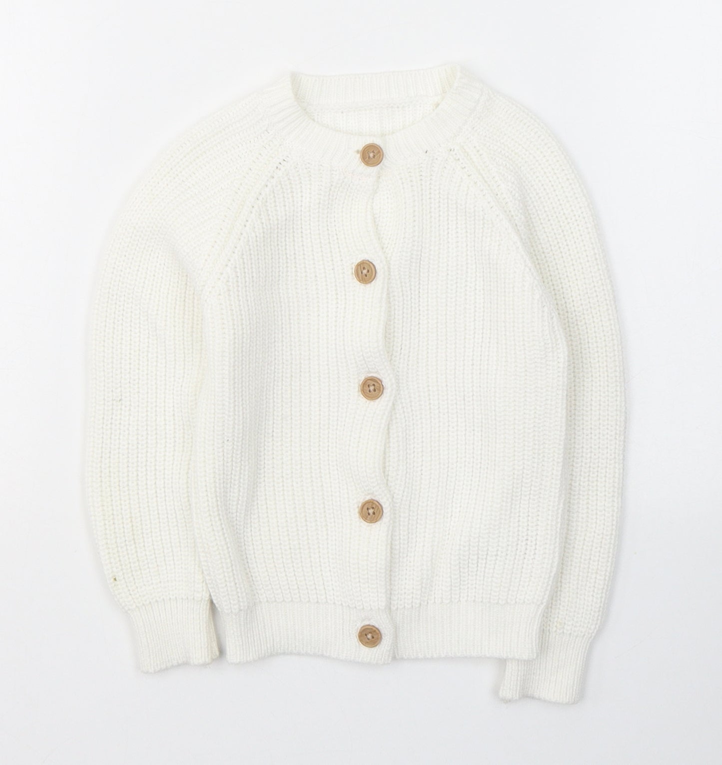 Nutmeg Girls White Round Neck  Cotton Cardigan Jumper Size 2-3 Years  Button
