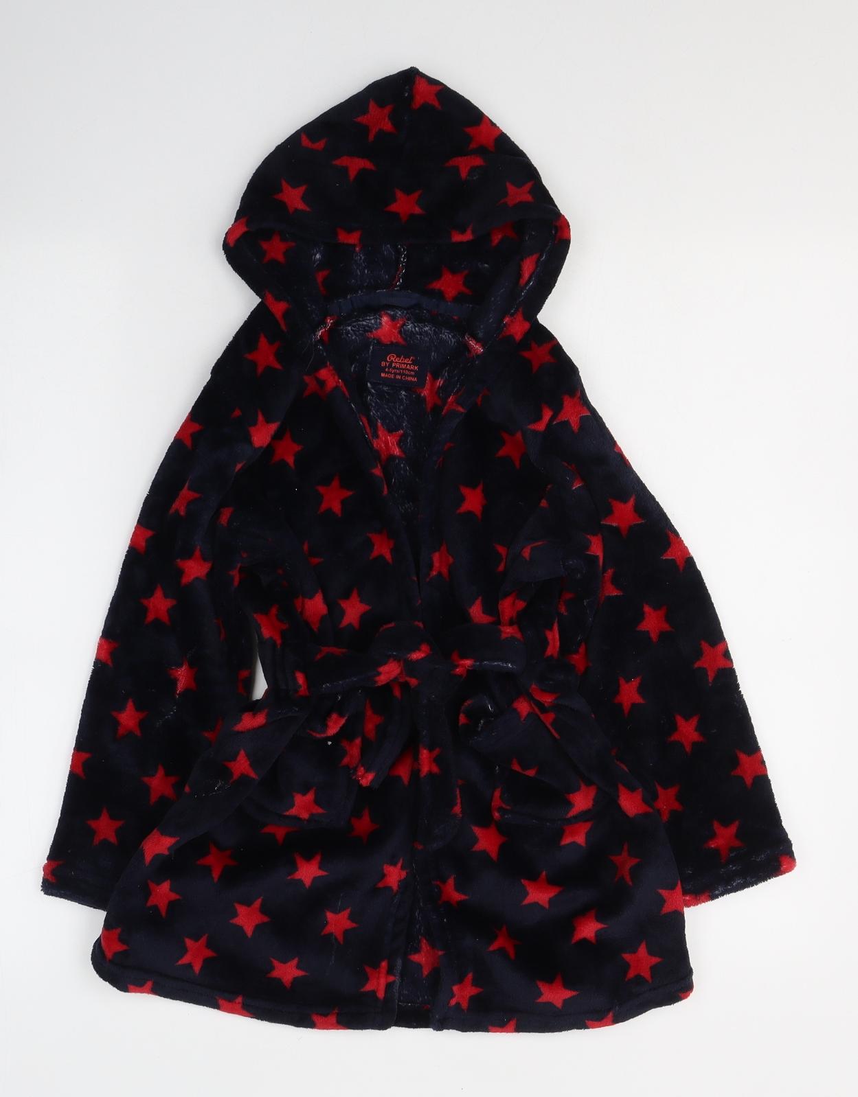 Primark Boys Black Geometric Polyester  Robe Size 4-5 Years  Tie