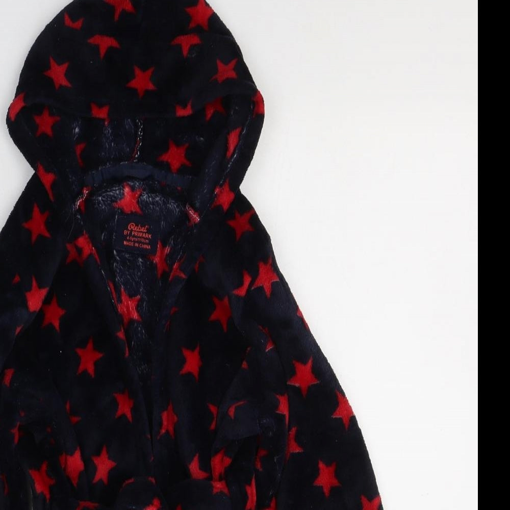 Primark Boys Black Geometric Polyester  Robe Size 4-5 Years  Tie